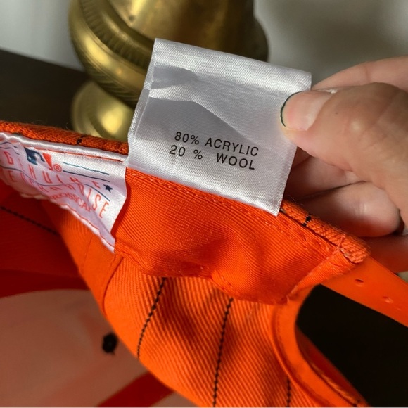 Vintage Genuine Merchandise Grosscap New York Yankees Orange Wool Stripe Hat - Picture 6 of 8